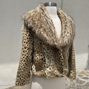 INC leopard faux fur jacket size Small
